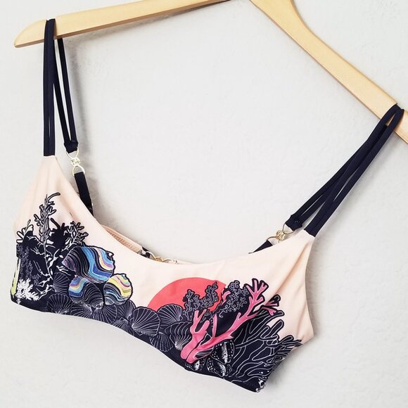 & Other Stories Ocean Floor Bikini Top Buttery Soft Artsy Under The Sea Size 10 - Picture 16 of 16